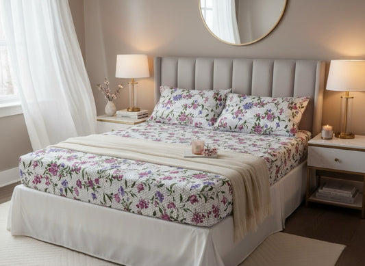 Cotton - Satin 3 Pieces bedsheet set