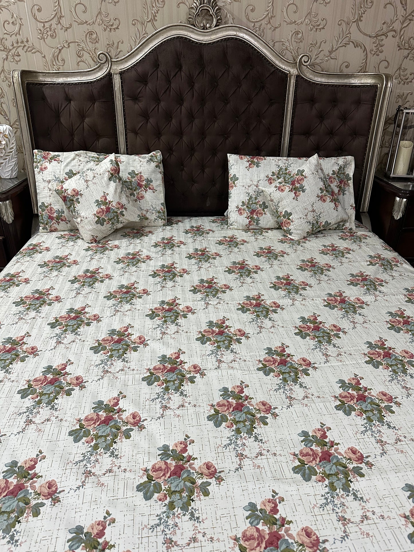 Cotton-Satin 5-Piece Bedsheet Set