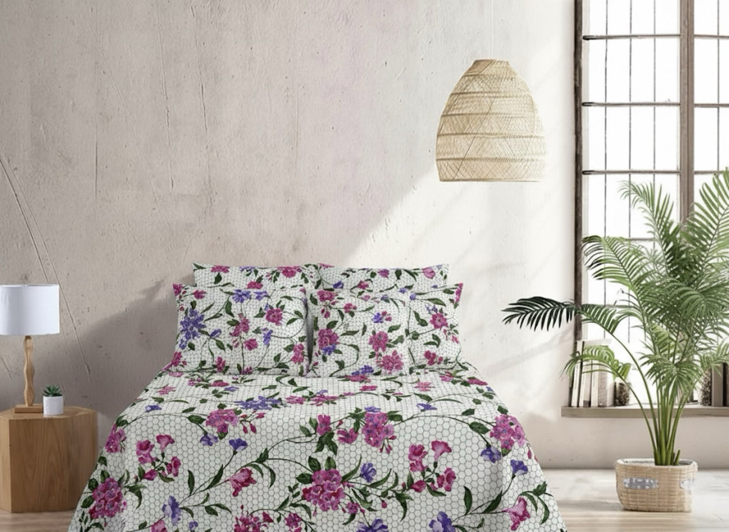 Cotton-Satin 5-Piece Bedsheet Set